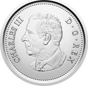 Canada 25 Cents (Caribou) CHARLES III D G REX SR coin obverse Canada 25 Cents (Caribou) CHARLES III D G REX SR coin obverse