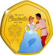 Cook Islands 25 Cents (Cinderella - Fairy Tale Moment) 70 YEARS OF CINDERELLA 1920 - 2020 ©DISNEY coin reverse Cook Islands 25 Cents (Cinderella - Fairy Tale Moment) 70 YEARS OF CINDERELLA 1920 - 2020 ©DISNEY coin reverse