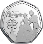 Cook Islands 25 Cents (Cinderella.Fairy Tale Moment) 70 YEARS OF CINDERELLA 1920 - 2020 ©DISNEY coin reverse