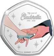 Cook Islands 25 Cents ((Cinderella - It Fits)) 70 YEARS OF CINDERELLA 1920 - 2020 ©DISNEY coin reverse Cook Islands 25 Cents ((Cinderella - It Fits)) 70 YEARS OF CINDERELLA 1920 - 2020 ©DISNEY coin reverse