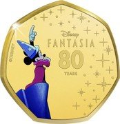 Cook Islands 25 Cents (Fantasia - Dreams) DISNEY FANTASIA 80 YEARS ©DISNEY coin reverse Cook Islands 25 Cents (Fantasia - Dreams) DISNEY FANTASIA 80 YEARS ©DISNEY coin reverse