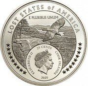 Cook Islands 25 Cents (Lost States of America. State of Franklin) 2020 25 CENTS COOK ISLANDS ELIZABETH II E PLURIBUS UNUM LOST STATES OF AMERICA coin obverse Cook Islands 25 Cents (Lost States of America. State of Franklin) 2020 25 CENTS COOK ISLANDS ELIZABETH II E PLURIBUS UNUM LOST STATES OF AMERICA coin obverse