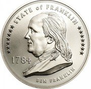 Cook Islands 25 Cents (Lost States of America. State of Franklin) 1784 BEN FRANKLIN STATE OF FRANKLIN coin reverse Cook Islands 25 Cents (Lost States of America. State of Franklin) 1784 BEN FRANKLIN STATE OF FRANKLIN coin reverse