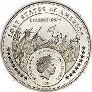 Cook Islands 25 Cents (Lost States of America. State of Jacinto) 2020 25 CENTS COOK ISLANDS ELIZABETH II E PLURIBUS UNUM LOST STATES OF AMERICA coin obverse Cook Islands 25 Cents (Lost States of America. State of Jacinto) 2020 25 CENTS COOK ISLANDS ELIZABETH II E PLURIBUS UNUM LOST STATES OF AMERICA coin obverse