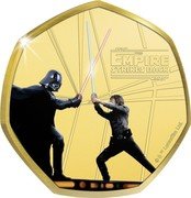 Cook Islands 25 Cents (Star Wars. Empire Strikes Back. Duel on Cloud City) STAR THE EMPIRE STRIKES BACK WARS TM © & TM LUCASFILM LTD coin reverse Cook Islands 25 Cents (Star Wars. Empire Strikes Back. Duel on Cloud City) STAR THE EMPIRE STRIKES BACK WARS TM © & TM LUCASFILM LTD coin reverse