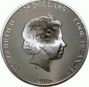 Cook Islands 25 Dollars (Arita ware 400th Anniversary) IRB ELIZABETH II 25 DOLLARS COOK ISLANDS 2016 AG .999 coin obverse Cook Islands 25 Dollars (Arita ware 400th Anniversary) IRB ELIZABETH II 25 DOLLARS COOK ISLANDS 2016 AG .999 coin obverse