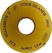Cook Islands 25 Dollars Armillary 1/4 Fragments of Valcambi 2015 $25 ELIZABETH II COOK ISLANDS 2015 CHI ESSAYEUR FONDEUR AU 999,9 1/4 OZ coin obverse Cook Islands 25 Dollars Armillary 1/4 Fragments of Valcambi 2015 $25 ELIZABETH II COOK ISLANDS 2015 CHI ESSAYEUR FONDEUR AU 999,9 1/4 OZ coin obverse