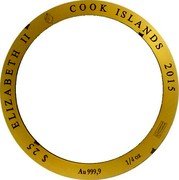 Cook Islands 25 Dollars Armillary 3/4 2015 $25 ELIZABETH II COOK ISLANDS 2015 CHI ESSAYEUR FONDEUR AU 999,9 1/4 OZ coin obverse Cook Islands 25 Dollars Armillary 3/4 2015 $25 ELIZABETH II COOK ISLANDS 2015 CHI ESSAYEUR FONDEUR AU 999,9 1/4 OZ coin obverse