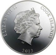 Cook Islands 25 Dollars (Black Jack 40th Anniversary) IRB ELIZABETH II COOK ISLANDS 2013 coin obverse Cook Islands 25 Dollars (Black Jack 40th Anniversary) IRB ELIZABETH II COOK ISLANDS 2013 coin obverse