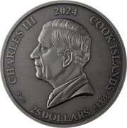 Cook Islands 25 Dollars (Charles III Norse Gods) CHARLES III 2024 COOK ISLANDS DT 5 OZ 25 DOLLARS AG 999 coin obverse