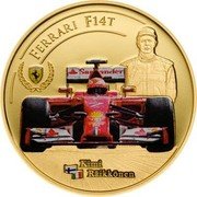 Cook Islands 25 Dollars Ferrari F14T. Kimi Raikkonen 2014 FERRARI F14T KIMI RÄIKKÖNEN coin reverse
