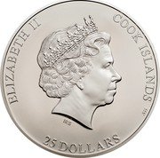 Cook Islands 25 Dollars (Mt. Everest) ELIZABETH II COOK ISLANDS 25 DOLLARS .999 IRB coin obverse Cook Islands 25 Dollars (Mt. Everest) ELIZABETH II COOK ISLANDS 25 DOLLARS .999 IRB coin obverse