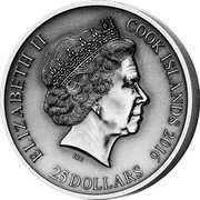 Cook Islands 25 Dollars (Norse Gods) ELIZABETH II 25 DOLLARS COOK ISLANDS 2016 coin obverse Cook Islands 25 Dollars (Norse Gods) ELIZABETH II 25 DOLLARS COOK ISLANDS 2016 coin obverse