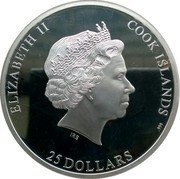 Cook Islands 25 Dollars (Shinkansen train - Hukoriro) IRB ELIZABETH II COOK ISLANDS 25 DOLLARS AG .999 coin obverse Cook Islands 25 Dollars (Shinkansen train - Hukoriro) IRB ELIZABETH II COOK ISLANDS 25 DOLLARS AG .999 coin obverse
