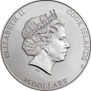 Cook Islands 25 Dollars (The land of Korea - Baekdusan) IRB ELIZABETH II COOK ISLANDS 25 DOLLARS .999 coin obverse