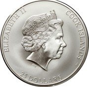 Cook Islands 25 Dollars (The land of Korea - Hallasan) IRB ELIZABETH II COOK ISLANDS 25 DOLLARS .999 coin obverse