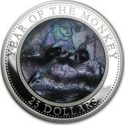 Cook Islands 25 Dollars (Year of the Monkey) YEAR OF THE MONKEY 25 DOLLARS coin reverse Cook Islands 25 Dollars (Year of the Monkey) YEAR OF THE MONKEY 25 DOLLARS coin reverse
