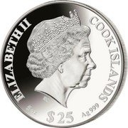 Cook Islands 25 Dollars (Year of the Ox) IRB ELIZABETH II COOK ISLANDS 5OZ $25 AG999 coin obverse Cook Islands 25 Dollars (Year of the Ox) IRB ELIZABETH II COOK ISLANDS 5OZ $25 AG999 coin obverse