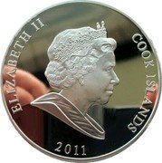 Cook Islands 25 Dollars Year of the Rabbit. Tgwo rabbits and fan 2011 ELIZABETH II COOK ISLANDS 2011 coin obverse Cook Islands 25 Dollars Year of the Rabbit. Tgwo rabbits and fan 2011 ELIZABETH II COOK ISLANDS 2011 coin obverse