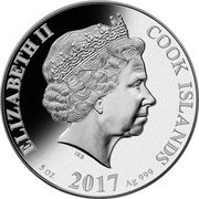 Cook Islands 25 Dollars (Year of the Rooster) ELIZABETH II COOK ISLANDS IRB 5 OZ 2017 AG 999 coin obverse Cook Islands 25 Dollars (Year of the Rooster) ELIZABETH II COOK ISLANDS IRB 5 OZ 2017 AG 999 coin obverse