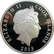 Cook Islands 25 Dollars (Year of the Snake) IRB ELIZABETH II COOK ISLANDS 2013 coin obverse Cook Islands 25 Dollars (Year of the Snake) IRB ELIZABETH II COOK ISLANDS 2013 coin obverse
