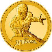Niue 250 Dollars Spider-Man and Web 2023 Proof MARVEL SPIDER-MAN 1 OZ 9999 FINE GOLD ©MARVEL coin reverse Niue 250 Dollars Spider-Man and Web 2023 Proof MARVEL SPIDER-MAN 1 OZ 9999 FINE GOLD ©MARVEL coin reverse