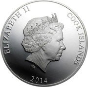 Cook Islands 35 Dollars (Godzilla 60th Anniversary) IRB ELIZABETH II COOK ISLANDS 2014 coin obverse