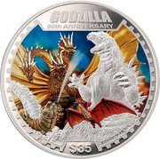 Cook Islands 35 Dollars (Godzilla 60th Anniversary) $35 GODZILLA 60TH ANNIVERSARY 999 TM & © 1954 TOHO CO., LTD coin reverse