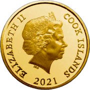 Cook Islands Four Dollars Dolphins. Queen Elizabeth II 2021 IRB ELIZABETH II COOK ISLANDS 2021 coin obverse Cook Islands Four Dollars Dolphins. Queen Elizabeth II 2021 IRB ELIZABETH II COOK ISLANDS 2021 coin obverse