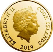 Cook Islands Four Dollars Dolphins. Elizabeth II. 2019 IRB ELIZABETH II COOK ISLANDS 2019 coin obverse
