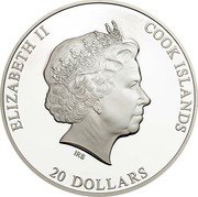 Cook Islands 45 Dollars 20+25$ Shakyamuni Buddha 2017 IRB ELIZABETH II COOK ISLANDS 20 DOLLARS SHAKYAMUNI BUDDHA 2017 MASTERPIECES OF ART coin obverse