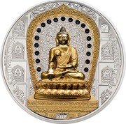 Cook Islands 45 Dollars 20+25$ Shakyamuni Buddha 2017 IRB ELIZABETH II COOK ISLANDS 25 DOLLARS 000/999 7.78. G = 1/4 OZ .9999 FINE GOLD coin reverse