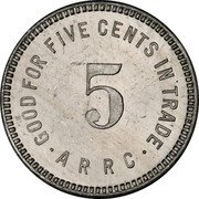 USA 5 Cents (Alaska Rural Rehabilitation Corporation) 5 GOOD FOR FIVE CENTS IN TRADE. ARRC. coin reverse USA 5 Cents (Alaska Rural Rehabilitation Corporation) 5 GOOD FOR FIVE CENTS IN TRADE. ARRC. coin reverse