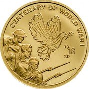 Cook Islands 5 Dollars (100th Anniversary of the end of the First World War) CENTENARY OF WORLD WAR I 19 18 20 coin reverse Cook Islands 5 Dollars (100th Anniversary of the end of the First World War) CENTENARY OF WORLD WAR I 19 18 20 coin reverse