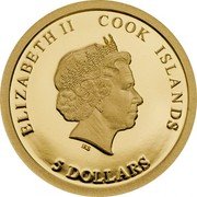 Cook Islands 5 Dollars (400th Anniversary of the Death of William Shakespeare) 5 DOLLARS COOK ISLANDS ELIZABETH II coin obverse Cook Islands 5 Dollars (400th Anniversary of the Death of William Shakespeare) 5 DOLLARS COOK ISLANDS ELIZABETH II coin obverse