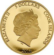 Cook Islands 5 Dollars (80th Anniversary of the Birth of Pope Francis) 2016 5 DOLLARS COOK ISLANDS ELIZABETH II coin obverse Cook Islands 5 Dollars (80th Anniversary of the Birth of Pope Francis) 2016 5 DOLLARS COOK ISLANDS ELIZABETH II coin obverse