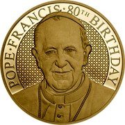 Cook Islands 5 Dollars (80th Anniversary of the Birth of Pope Francis) POPE FRANCIS 80TH BIRTHDAY coin reverse Cook Islands 5 Dollars (80th Anniversary of the Birth of Pope Francis) POPE FRANCIS 80TH BIRTHDAY coin reverse