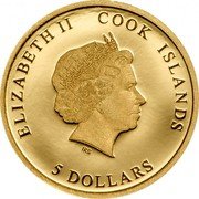Cook Islands 5 Dollars (90th Anniversary of the Birth of Pope Benedict XVI) 5 DOLLARS COOK ISLANDS ELIZABETH II coin obverse Cook Islands 5 Dollars (90th Anniversary of the Birth of Pope Benedict XVI) 5 DOLLARS COOK ISLANDS ELIZABETH II coin obverse