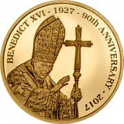 Cook Islands 5 Dollars (90th Anniversary of the Birth of Pope Benedict XVI) 1927 2017 90TH ANNIVERSARY BENEDICT XVI coin reverse Cook Islands 5 Dollars (90th Anniversary of the Birth of Pope Benedict XVI) 1927 2017 90TH ANNIVERSARY BENEDICT XVI coin reverse