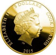 Cook Islands 5 Dollars (Age of the Dinosaur) IRB ELIZABETH II 5 DOLLARS COOK ISLANDS 2015 coin obverse Cook Islands 5 Dollars (Age of the Dinosaur) IRB ELIZABETH II 5 DOLLARS COOK ISLANDS 2015 coin obverse