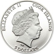 Cook Islands 5 Dollars (Benedict XVI) 5 DOLLARS COOK ISLANDS ELIZABETH II coin obverse