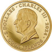 Cook Islands 5 Dollars Charles III K2 2024  Proof 5 DOLLARS CHARLES III 2024 DT COOK DOLLARS coin obverse Cook Islands 5 Dollars Charles III K2 2024  Proof 5 DOLLARS CHARLES III 2024 DT COOK DOLLARS coin obverse