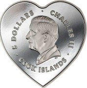 Cook Islands 5 Dollars (Charles III Roses) 5 DOLLARS CHARLES III DT COOK ISLANDS coin obverse Cook Islands 5 Dollars (Charles III Roses) 5 DOLLARS CHARLES III DT COOK ISLANDS coin obverse
