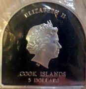 Cook Islands 5 Dollars (Christmas scene) 5 DOLLARS COOK ISLANDS ELIZABETH II IRB coin obverse Cook Islands 5 Dollars (Christmas scene) 5 DOLLARS COOK ISLANDS ELIZABETH II IRB coin obverse
