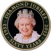 Cook Islands 5 Dollars Elizabeth II. Diamond Jubilee. 2011 Proof 1952 2012 DIAMOND JUBILEE SIXTY YEARS coin reverse Cook Islands 5 Dollars Elizabeth II. Diamond Jubilee. 2011 Proof 1952 2012 DIAMOND JUBILEE SIXTY YEARS coin reverse