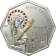Cook Islands 5 Dollars Elizabeth II. Saint Catherine 2011 Proof 2011 29TH OF APRIL SAINT CATHERINE coin reverse Cook Islands 5 Dollars Elizabeth II. Saint Catherine 2011 Proof 2011 29TH OF APRIL SAINT CATHERINE coin reverse