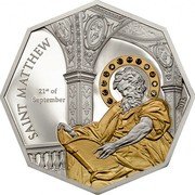 Cook Islands 5 Dollars Saint Matthew 2015 Proof 2015 21ST OF SEPTEMBER SAINT MATTHEW coin reverse