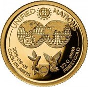 Cook Islands 5 Dollars Unified Nations 2019 Proof 1/2 G .9999 FINEST GOLD 2019-09-01 50 NATIONS COOK ISLANDS UNIFIED NATIONS coin reverse Cook Islands 5 Dollars Unified Nations 2019 Proof 1/2 G .9999 FINEST GOLD 2019-09-01 50 NATIONS COOK ISLANDS UNIFIED NATIONS coin reverse
