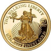 Cook Islands 5 Dollars (Walking Liberty) 110TH ANNIV. 1/2 G .9999 FINEST GOLD 2017 THE WALKING LIBERTY coin reverse Cook Islands 5 Dollars (Walking Liberty) 110TH ANNIV. 1/2 G .9999 FINEST GOLD 2017 THE WALKING LIBERTY coin reverse
