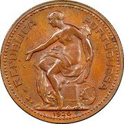 Portugal 5 Escudos (Abundance Through Labor) KM# Pn219 REPUBLICA PORTUGUESA 1920 coin obverse